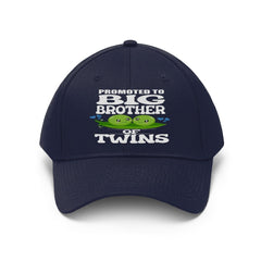 Promoted to big brother of twins embroidered peas twill hat
