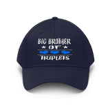 Big Brother Of Triplets Hearts Gift Unisex Twill Hat Image 2