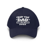 First Time Dad Hat, First Time Dad Wish Me Luck. New Dad Announcement Gift Unisex Twill Hat Image 1
