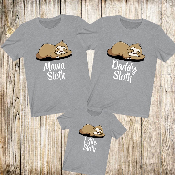 Sloth Family Matching Dad Mom Brother Sister Baby Animal Gift T-Shirts Image 2