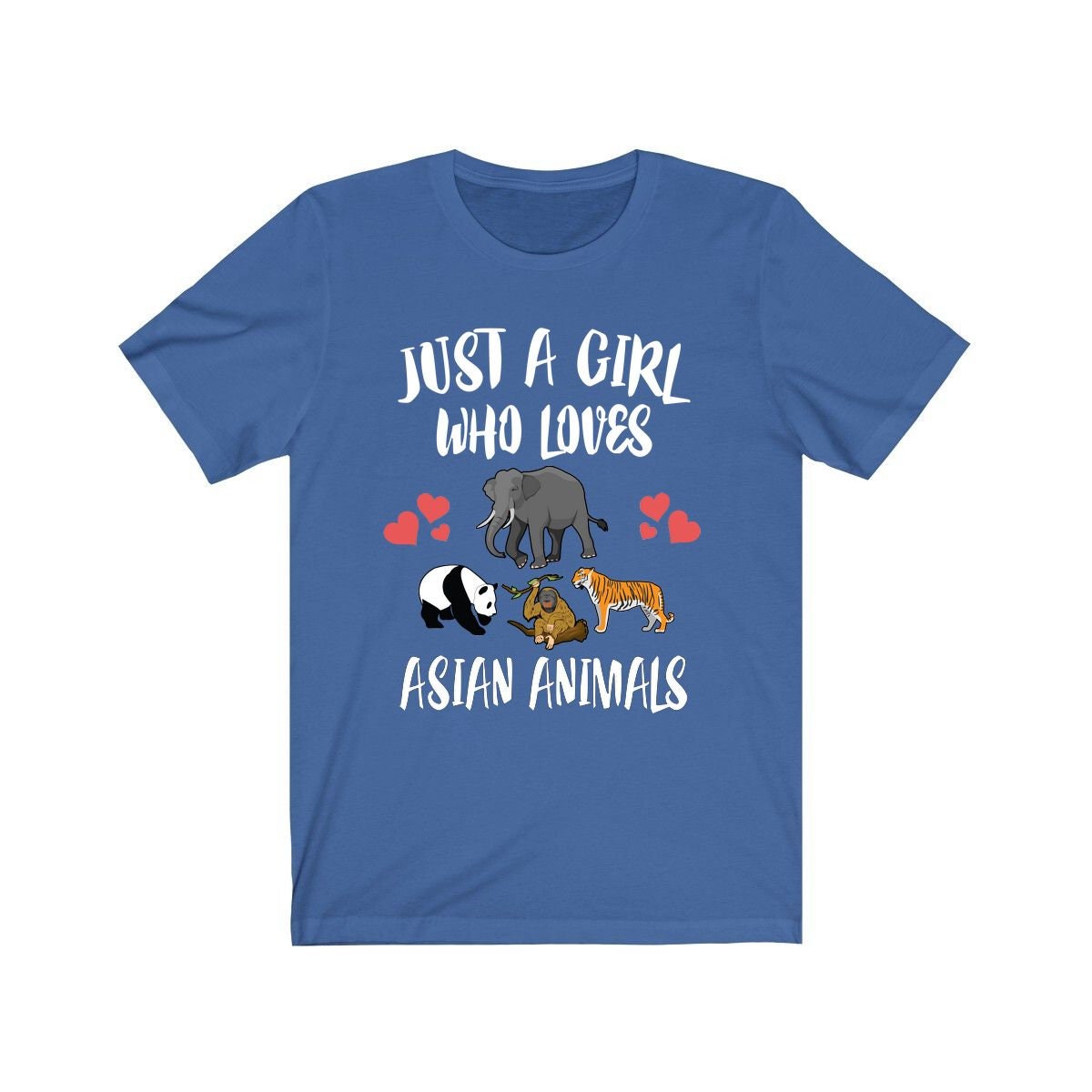 Just A Girl Who Loves Asian Animals Panda Tiger Elephants Adult Toddler Infant Kids Gift T-Shirt Image 3