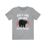 Just A Girl Who Loves Black Bears Shirt, Black Bear Lover Shirt, Black Bear Lover Gift, Animals Adult Toddler Infant Kids Gift T-Shirt Image 1