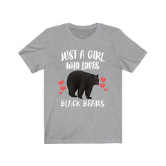 Just a girl who loves black bears North American wildlife tee