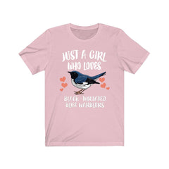 Girl Who Loves Black-Throated Blue Warblers Shirt - Black-Throated Blue Warbler print