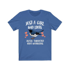 Girl Who Loves Black-Throated Blue Warblers Shirt - Black-Throated Blue Warbler print