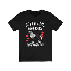 Just A Girl Who Loves Chinese Crested Dogs Shirt - Chinese Crested print design
