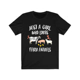 Just A Girl Who Loves Farm Animals Cow Pig Chicken Sheep Animal Lover Adult Toddler Infant Kids Gift T-Shirt Image 1