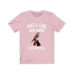 Just a girl who loves kestrels small hovering falcon raptor tee