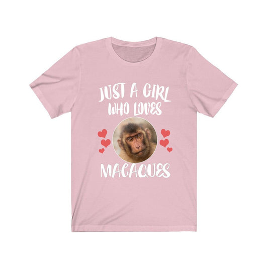 Just A Girl Who Loves Macaques Monkeys Shirt - macaque print design