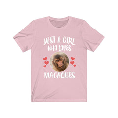 Just A Girl Who Loves Macaques Monkeys Shirt - macaque print design