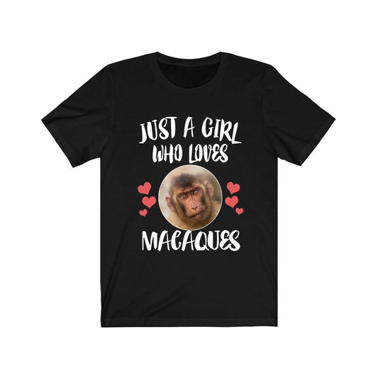 Just A Girl Who Loves Macaques Monkeys Shirt - macaque print design