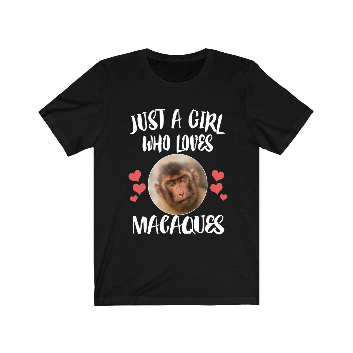 Just A Girl Who Loves Macaques Monkeys Shirt, Macaque lover Shirt, Monkey Lover Shirt, Animal Lover Adult Toddler Infant Kids Gift T-Shirt Image 1