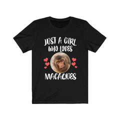 Just A Girl Who Loves Macaques Monkeys Shirt - macaque print design