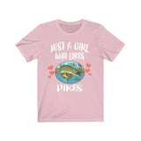 Just A Girl Who Loves Pikes Shirt, Fish Fishing Shirt, Pike Lover Gift, Animal Lover Adult Toddler Infant Kids Gift T-Shirt Image 2