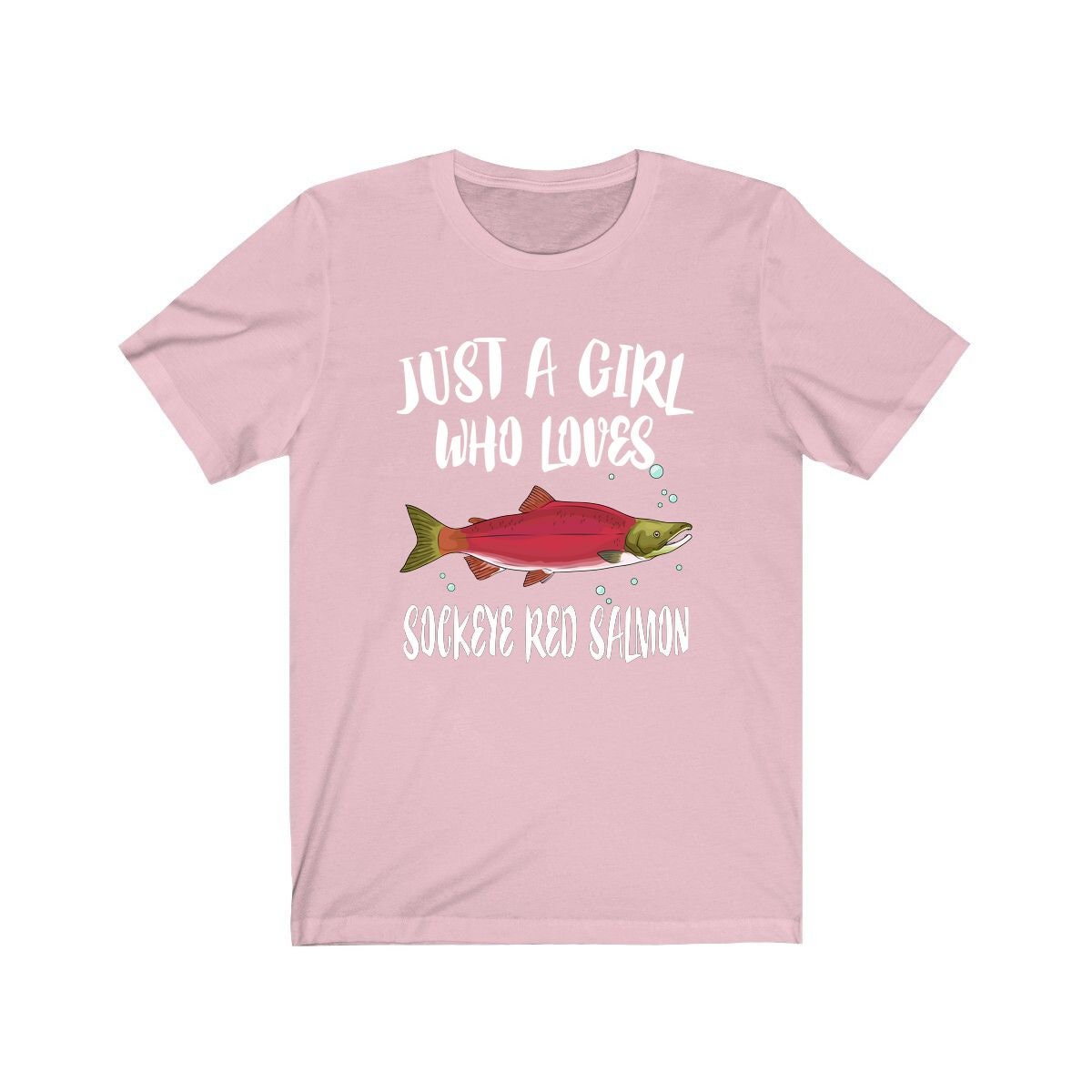 Just A Girl Who Loves Sockeye Red Salmon Shirt, Salmon Lover Shirt, Fish Shirt Animal Lover Adult Toddler Infant Kids Gift T-Shirt Image 3