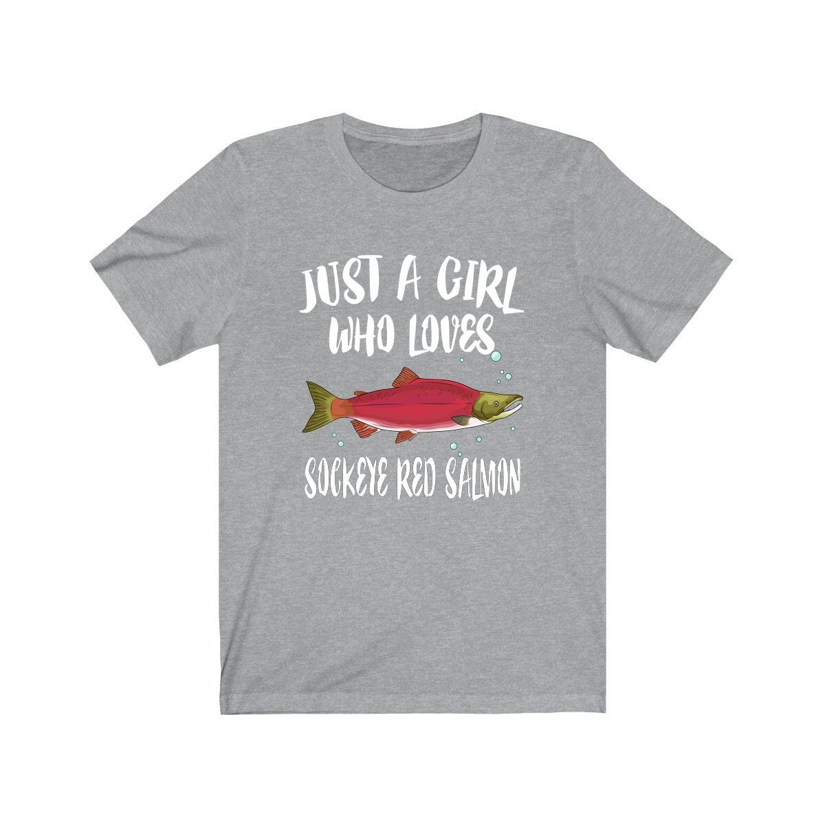 Just A Girl Who Loves Sockeye Red Salmon Shirt, Salmon Lover Shirt, Fish Shirt Animal Lover Adult Toddler Infant Kids Gift T-Shirt Image 4