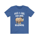 Just A Girl Who Loves Rhinos Shirt, Rhino Lover Gift, African Animal Lover Adult Toddler Infant Kids Gift T-Shirt Image 1