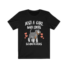 Just a girl who loves schnauzers bearded German dog breed tee