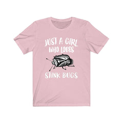 Just a girl who loves stink bugs shield-shaped true insect lover tee