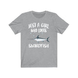 Just A Girl Who Loves Swordfish Fish Shirt, Swordfish Gift, Animal Lover Adult Toddler Infant Kids Gift T-Shirt Image 1