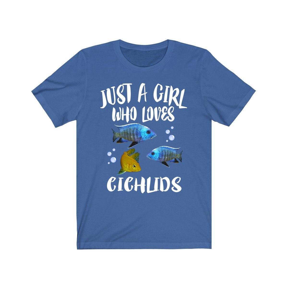 Just A Girl Who Loves Cichlids Shirt, Cichlid Lover Shirt, Aquarium Lover Gift, Cichlid Fish Lover Gift, Adult Toddler Animal Kids T-Shirt Image 3