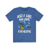 Just A Girl Who Loves Cichlids Shirt, Cichlid Lover Shirt, Aquarium Lover Gift, Cichlid Fish Lover Gift, Adult Toddler Animal Kids T-Shirt Image 3