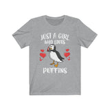 Just A Girl Who Loves Puffins Birds Shirt, Puffins Lover Shirt, Puffin Lover Gift, Animal Shirt, Adult Toddler Infant Kids Gift T-Shirt Image 1