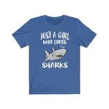 Just A Girl Who Loves Sharks Shirt, Shark Lover Shirt, Shark Lover Gift, Animal Lover Shirt, Adult Toddler Infant Kids Gift T-Shirt Image 4