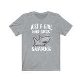 Just A Girl Who Loves Sharks Shirt, Shark Lover Shirt, Shark Lover Gift, Animal Lover Shirt, Adult Toddler Infant Kids Gift T-Shirt Image 3