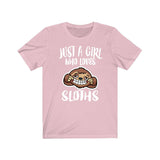 Just A Girl Who Loves Sloths Shirt, Sloth Lover Shirt, Sloth Lover Gift, Animal Lover Shirt, Adult Toddler Infant Kids Gift T-Shirt Image 3