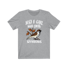 Just A Girl Who Loves Sparrows Birds Shirt - sparrow print design