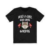 Just A Girl Who Loves Wolves Shirt, Wolf Lover Shirt, Wolf Lover Gift, Wolf Shirt, Animal Adult Toddler Kids T-Shirt Image 1