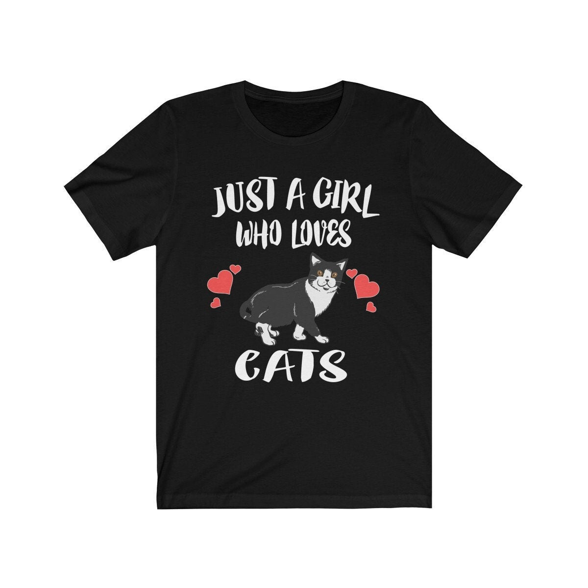 Just A Girl Who Loves Cats Shirt, Cat Lover Shirt, Cat Lover Gift, Cat Tee, Animal Adult Toddler Kids T-Shirt Image 2