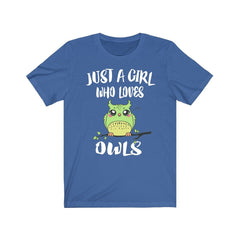 Just a girl who loves owls nocturnal raptor bird of prey tee