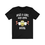 Just A Girl Who Loves Bees Shirt, Bees Lover Shirt, Bee Lover Gift, Bee Shirt, Animal Adult Toddler Kids T-Shirt Image 1