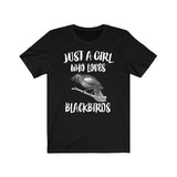 Just A Girl Who Loves Blackbirds Bird Shirt, Blackbird Lover Shirt, Blackbird Lover Gift, Birding Shirt, Animal Adult Toddler Kids T-Shirt Image 2
