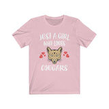 Just A Girl Who Loves Cougars Shirt, Cougar Lover Shirt, Mountain Lion Lover Gift, Lion Shirt, Animal Adult Toddler Kids T-Shirt Image 4