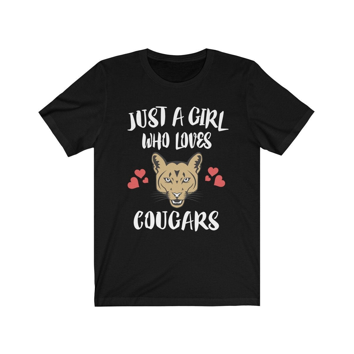 Just A Girl Who Loves Cougars Shirt, Cougar Lover Shirt, Mountain Lion Lover Gift, Lion Shirt, Animal Adult Toddler Kids T-Shirt Image 1