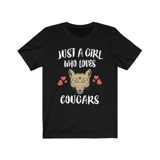 Just A Girl Who Loves Cougars Shirt, Cougar Lover Shirt, Mountain Lion Lover Gift, Lion Shirt, Animal Adult Toddler Kids T-Shirt Image 1