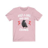 Just A Girl Who Loves Crows Birds Shirt, Crow Lover Shirt, Crow Lover Gift, Birding Shirt, Animal Adult Toddler Kids T-Shirt Image 3