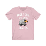 Just A Girl Who Loves Eagles Shirt, Eagle Lover Shirt, Eagle Lover Gift, Eagle Shirt, Animal Adult Toddler Kids T-Shirt Image 3