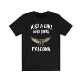 Just A Girl Who Loves Falcons Birds Shirt, Falcon Lover Shirt, Falcon Lover Gift, Falcon Shirt, Birding Shirt, Animal Adult Kids T-Shirt Image 4