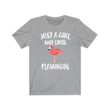 Just A Girl Who Loves Flamingos Birds Shirt, Flamingo Lover Shirt, Flamingo Lover Gift, Birding Shirt, Bird Tee, Animal Adult Kids T-Shirt Image 2