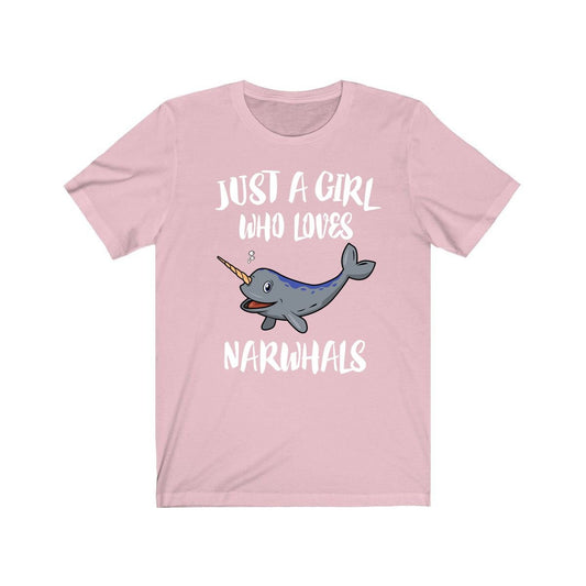 Just A Girl Who Loves Narwhals Whales Shirt, Narwhal Lover Shirt, Narwhal Lover Gift, Whale Shirt, Narwhal Tee, Animal Adult Kids Image 1