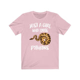 Just A Girl Who Loves Pythons Snakes Shirt, Python Lover Shirt, Snake Lover Gift, Python Shirt, Python Tee, Animal Adult Kids Image 3