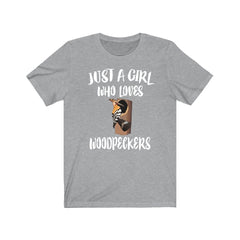 Just a girl who loves woodpeckers forest drumming bird lover tee