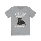 Just A Girl Who Loves Rottweilers Dogs Shirt, Rottweiler Shirt, Dog Lover Gift, Rottweiler Lover Shirt,  Adult Toddler Kids Gift T-Shirt Image 1