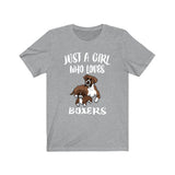 Just A Girl Who Loves Boxers Shirt, Boxer Dogs Lover, Boxer Gift, Boxer Lover Shirt, Animal Adult Toddler Infant Kids Gift T-Shirt Image 2