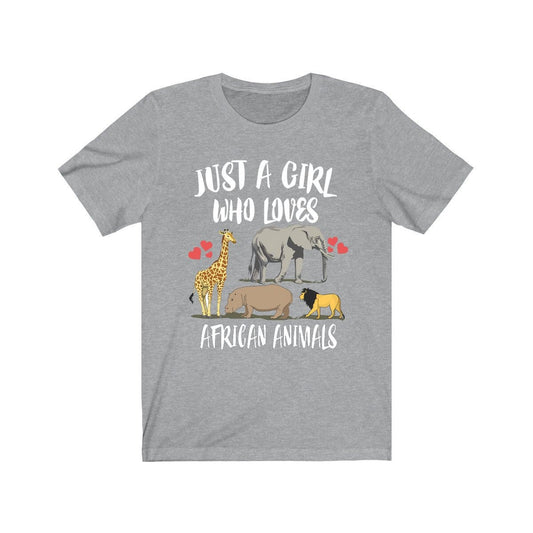Just A Girl Who Loves African Animals Elephant Giraffe Lion Animal Adult Toddler Infant Kids Gift T-Shirt Image 2