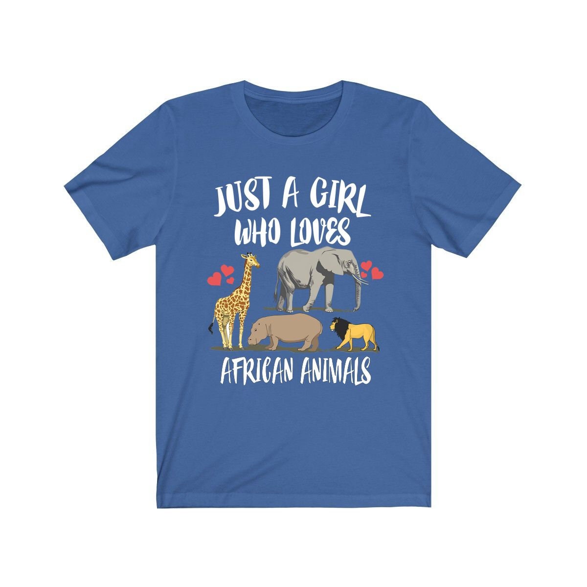 Just A Girl Who Loves African Animals Elephant Giraffe Lion Animal Adult Toddler Infant Kids Gift T-Shirt Image 4